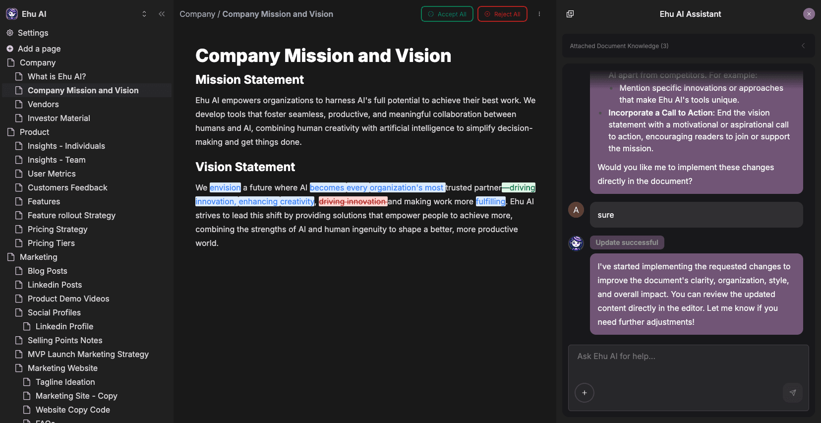 The AI-native writing workspace for individuals and teams.